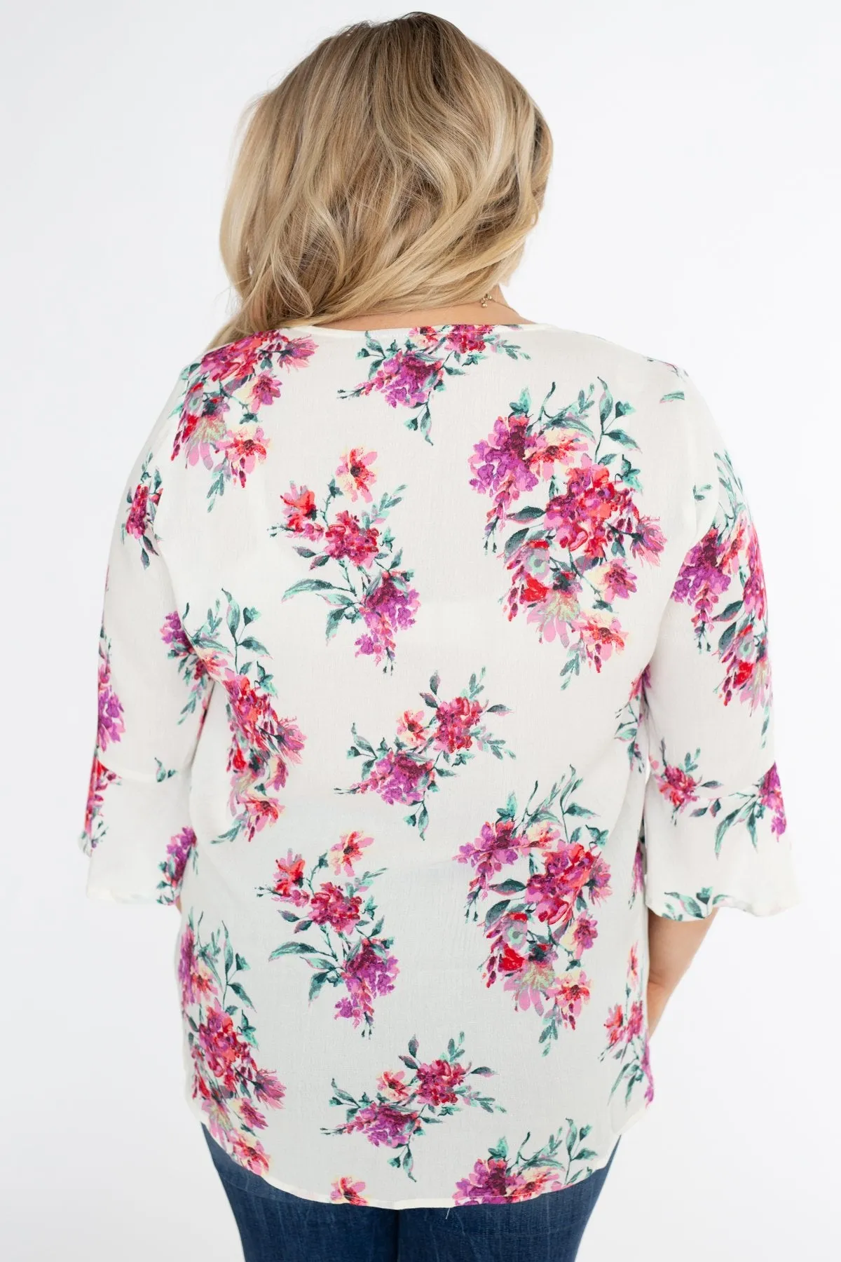Floral Affection Wrap Blouse- Ivory