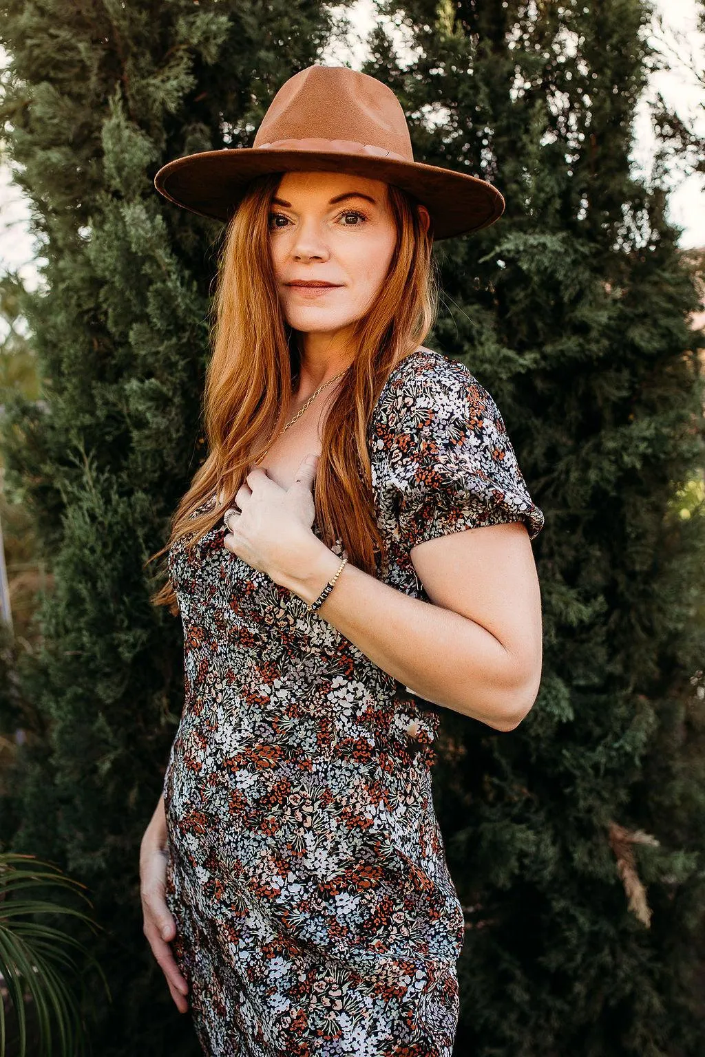 Floral Fitted Midi Dress