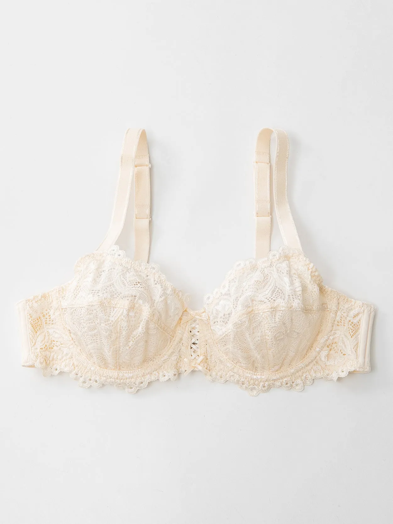 Floral Lace Non-Padded Full Coverage Underwire Bra Nude