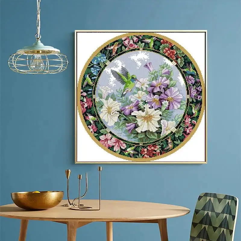 Floral Pattern Flowers and Birds DIY Cross Stitch Kit