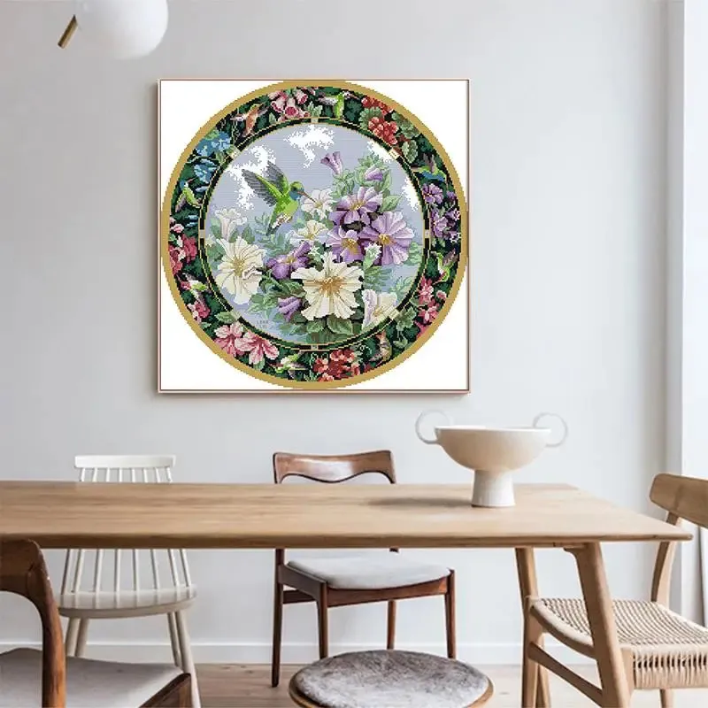 Floral Pattern Flowers and Birds DIY Cross Stitch Kit