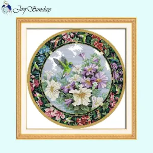 Floral Pattern Flowers and Birds DIY Cross Stitch Kit