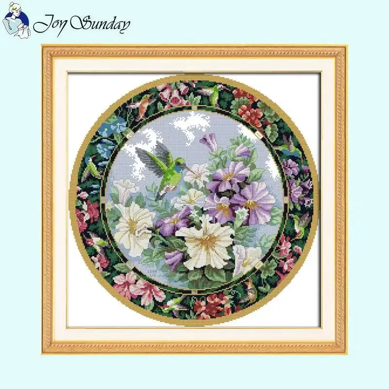 Floral Pattern Flowers and Birds DIY Cross Stitch Kit