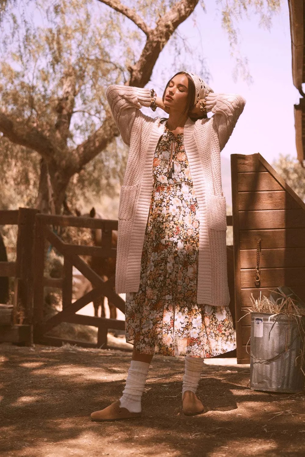 Floral V-Neck Chiffon Midi Dress