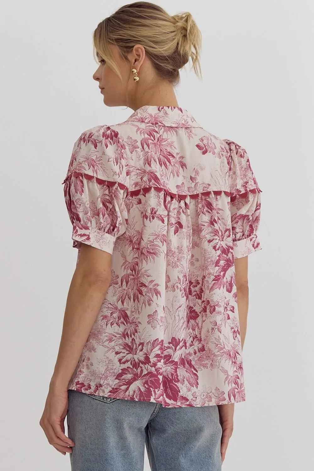 Floral V-Neck Top {Merlot}