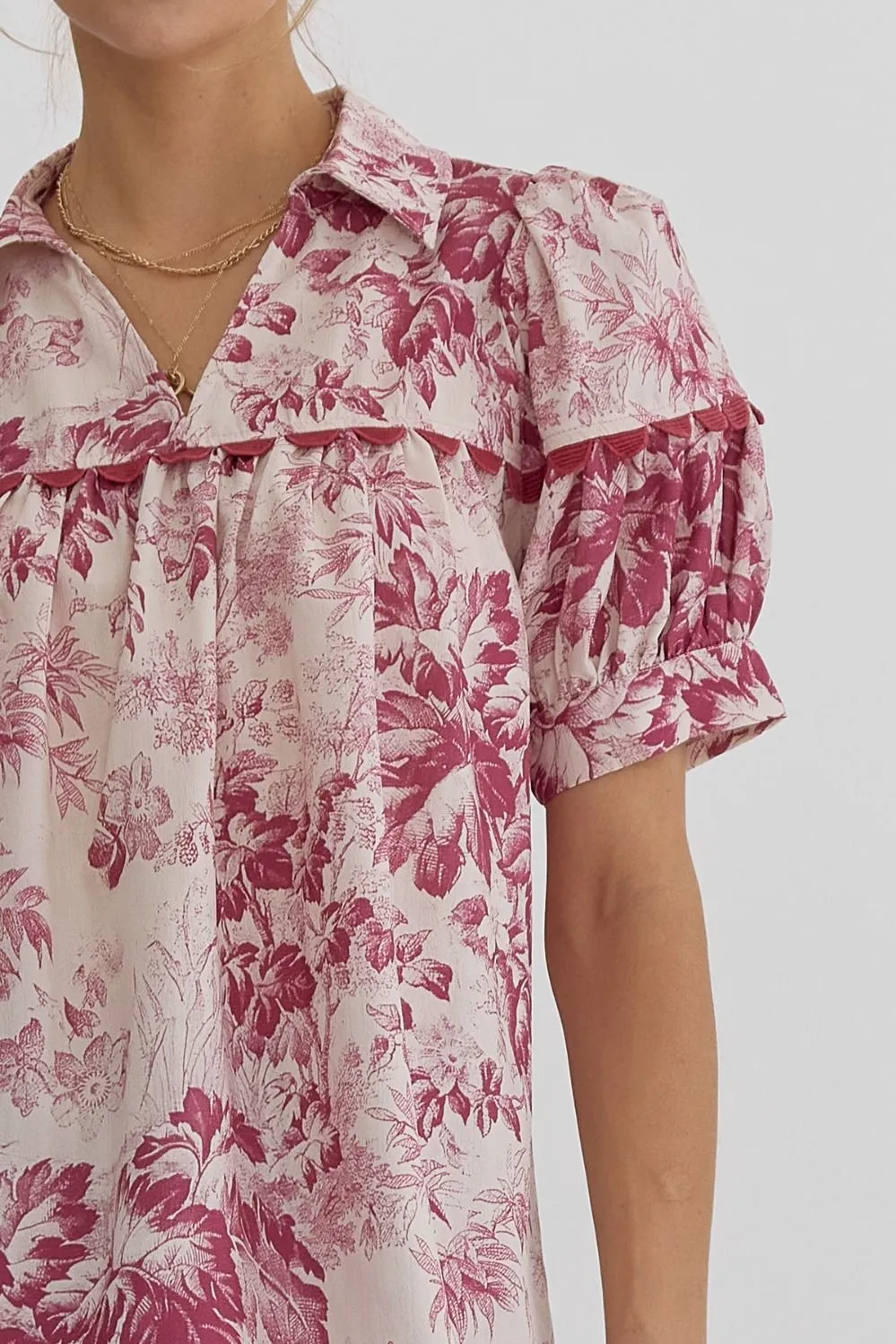 Floral V-Neck Top {Merlot}