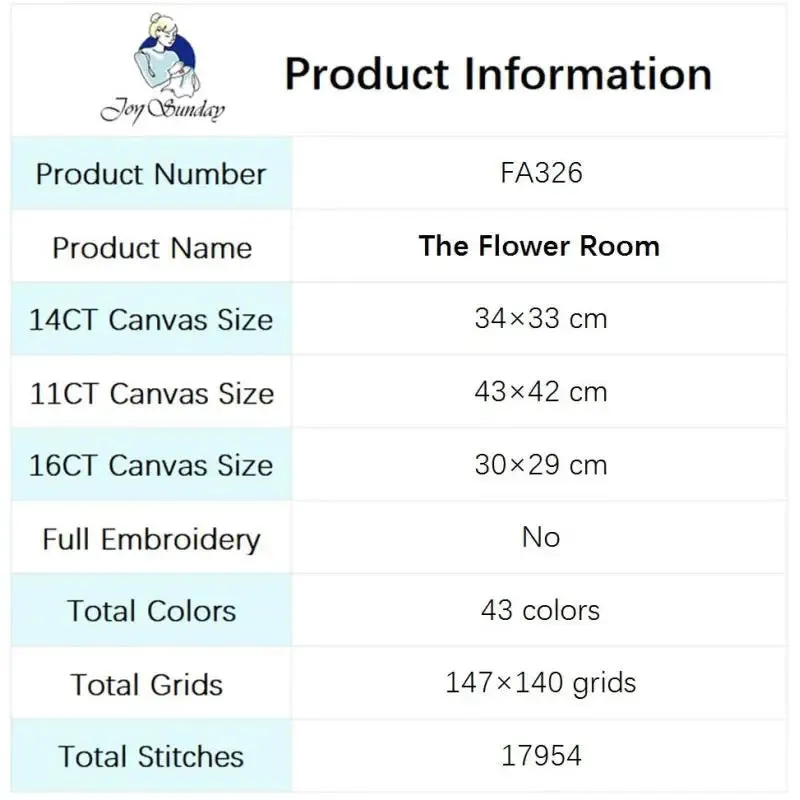 Flower Room Joy Sunday Cross Stitch