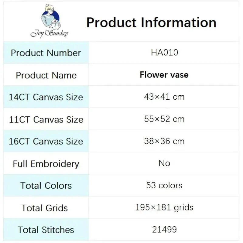 Flower Vase Cross Stitch DIY Fabric Crafts