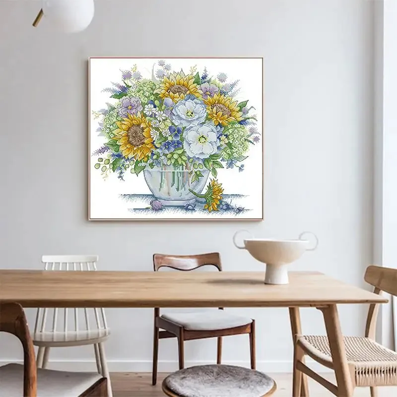 Flower Vase Cross Stitch DIY Fabric Crafts