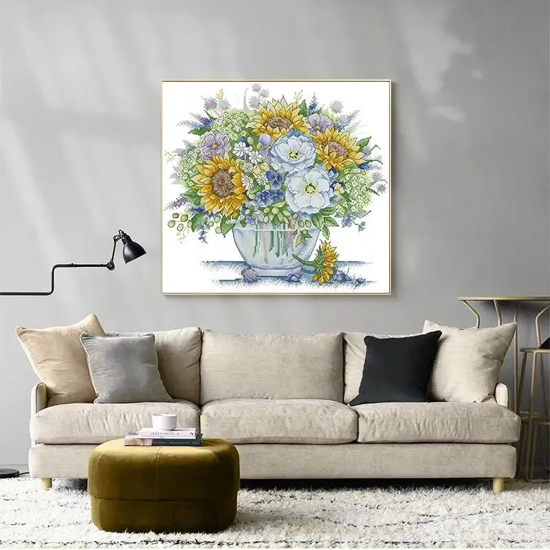 Flower Vase Cross Stitch DIY Fabric Crafts