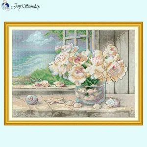 Flowers on a Seaside Windowsill