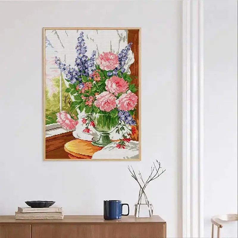 Flowers on the Windowsill - DIY Floral Pattern Cross Stitch Kit