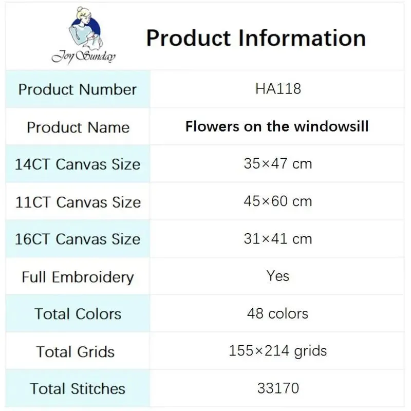 Flowers on the Windowsill - DIY Floral Pattern Cross Stitch Kit