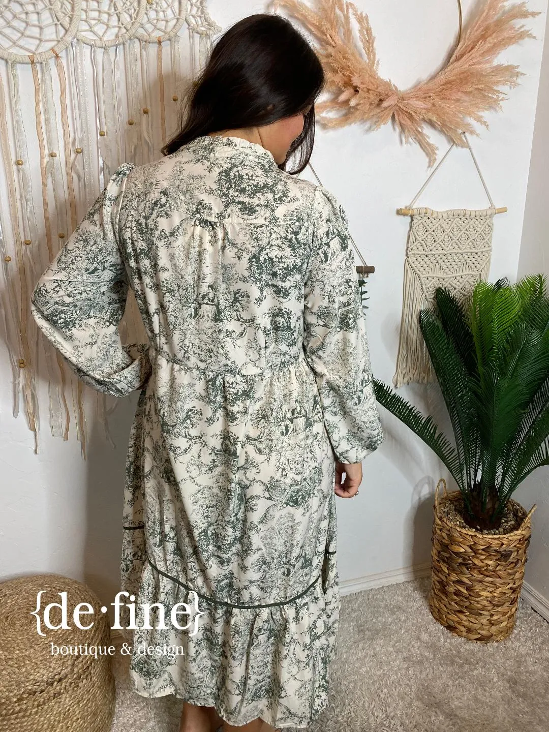 Forest Green Toile Maxi Dress in Regular & Curvy