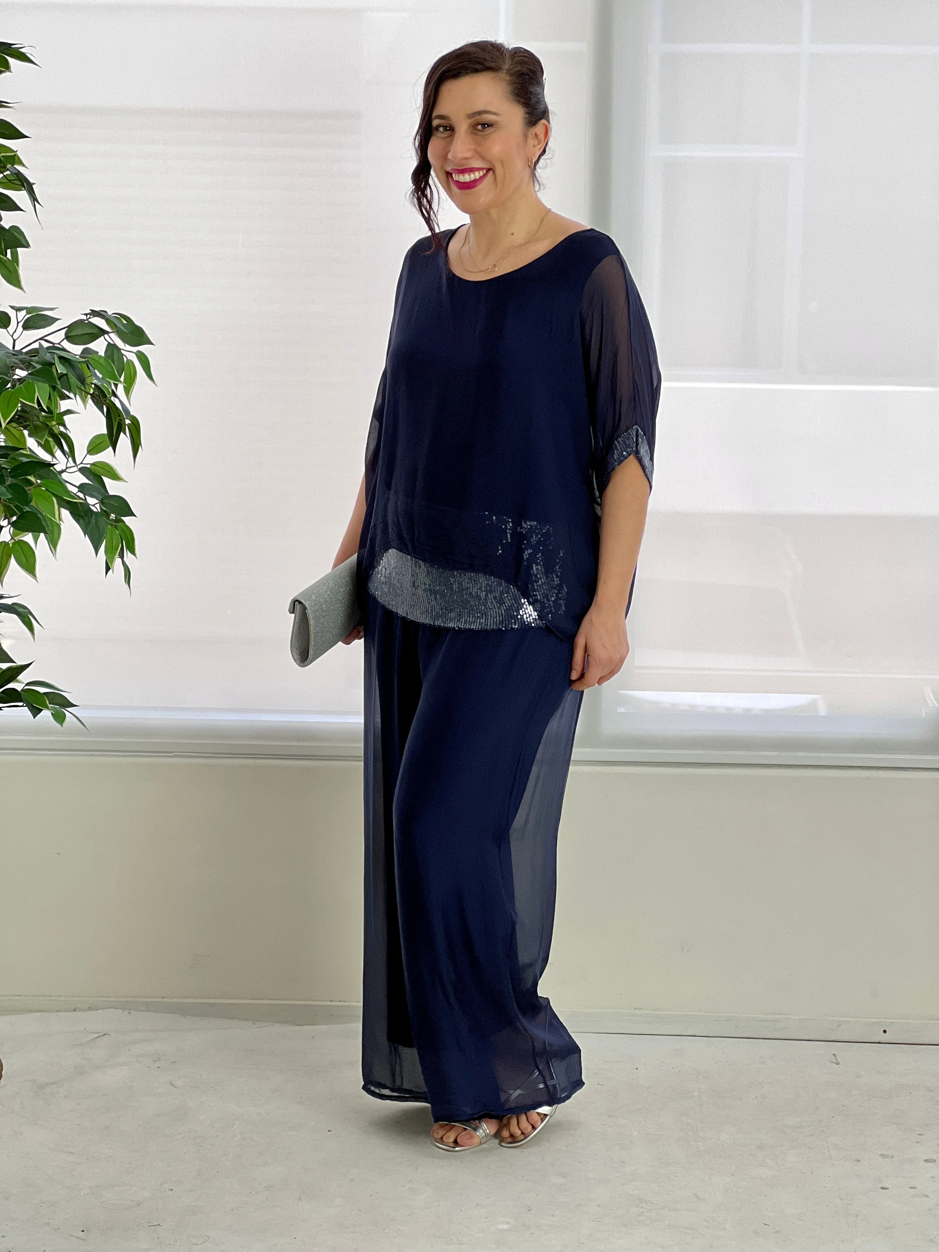 Fort Navy Silk Pants