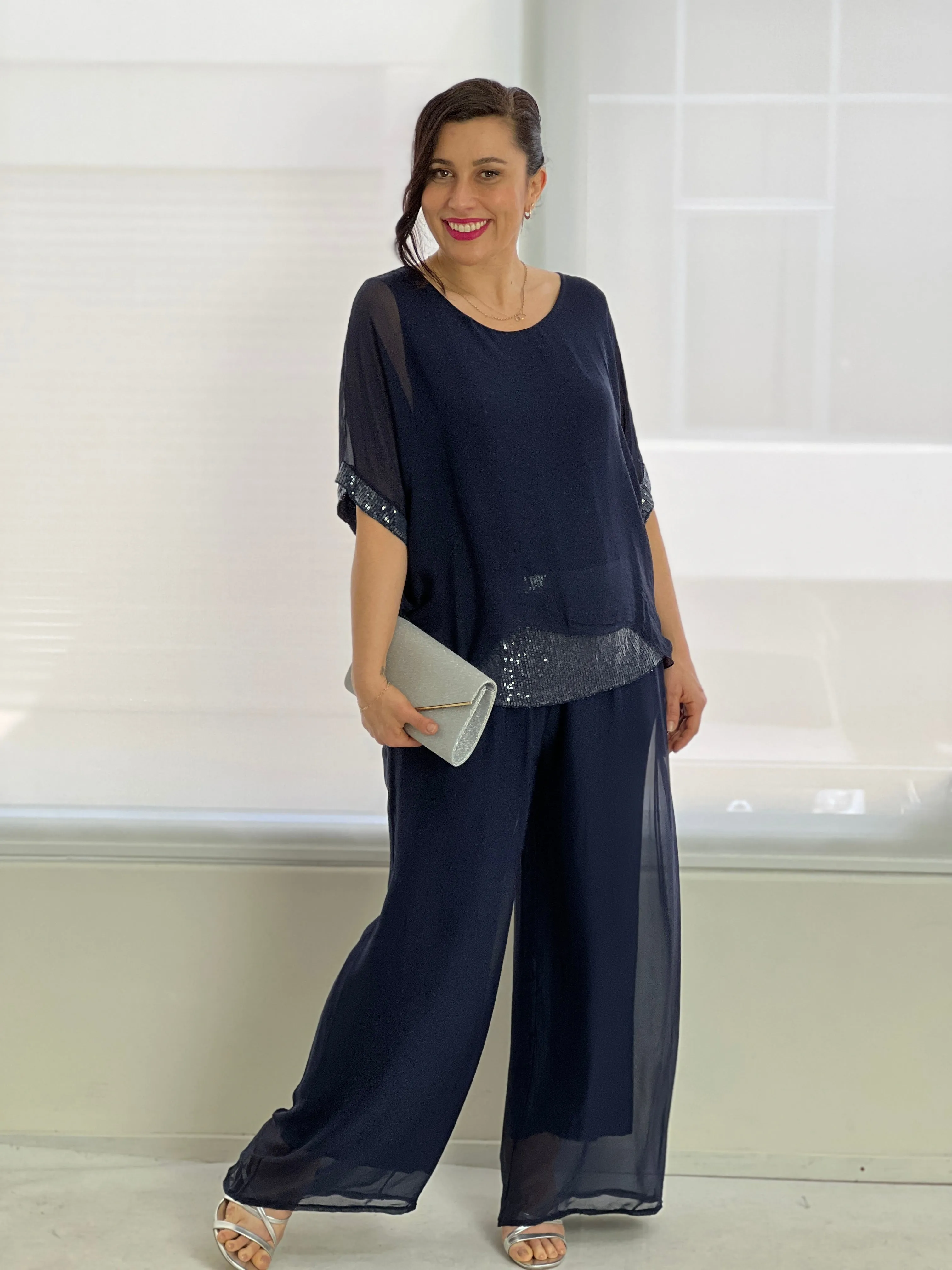Fort Navy Silk Pants