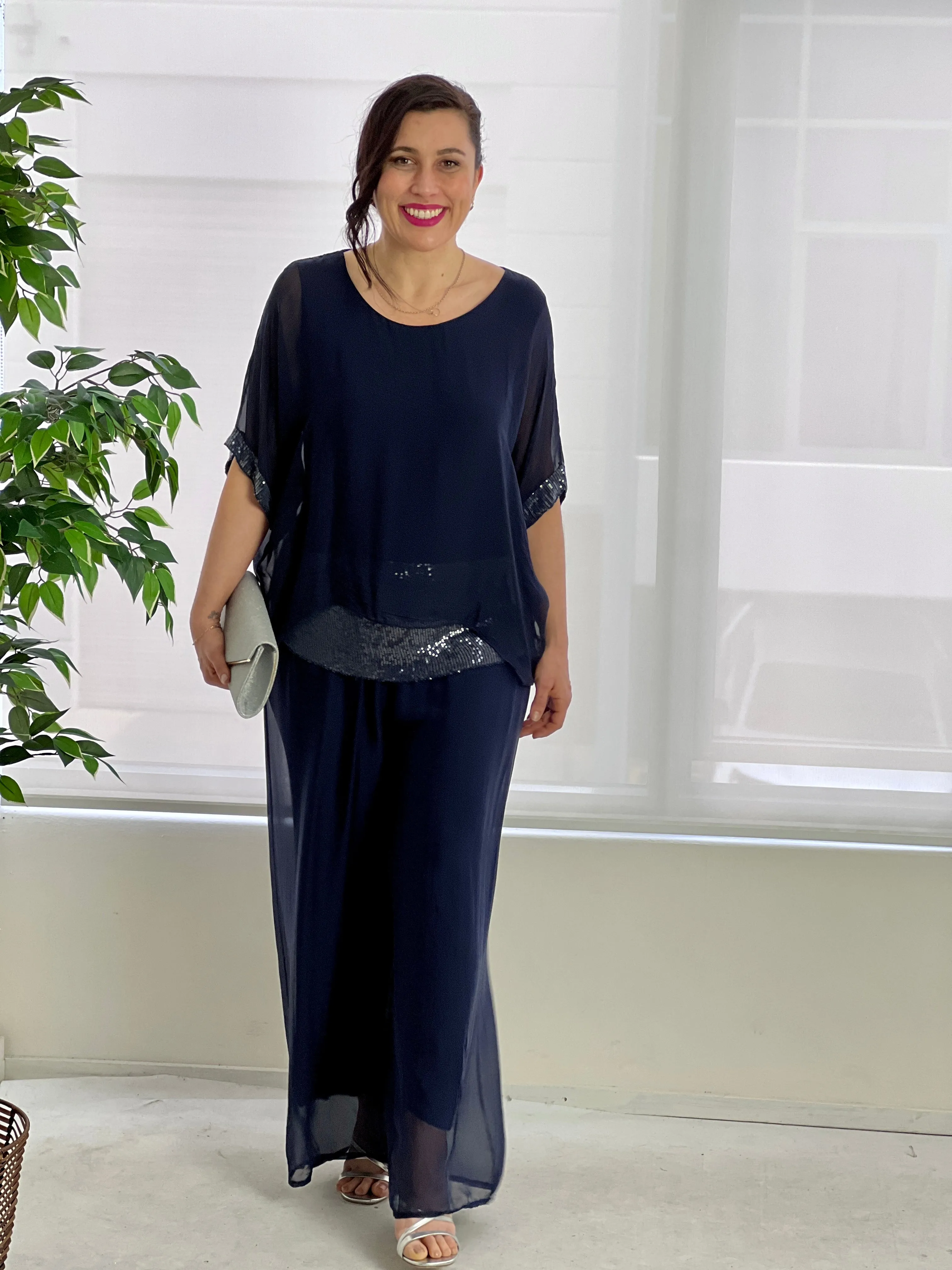 Fort Navy Silk Pants