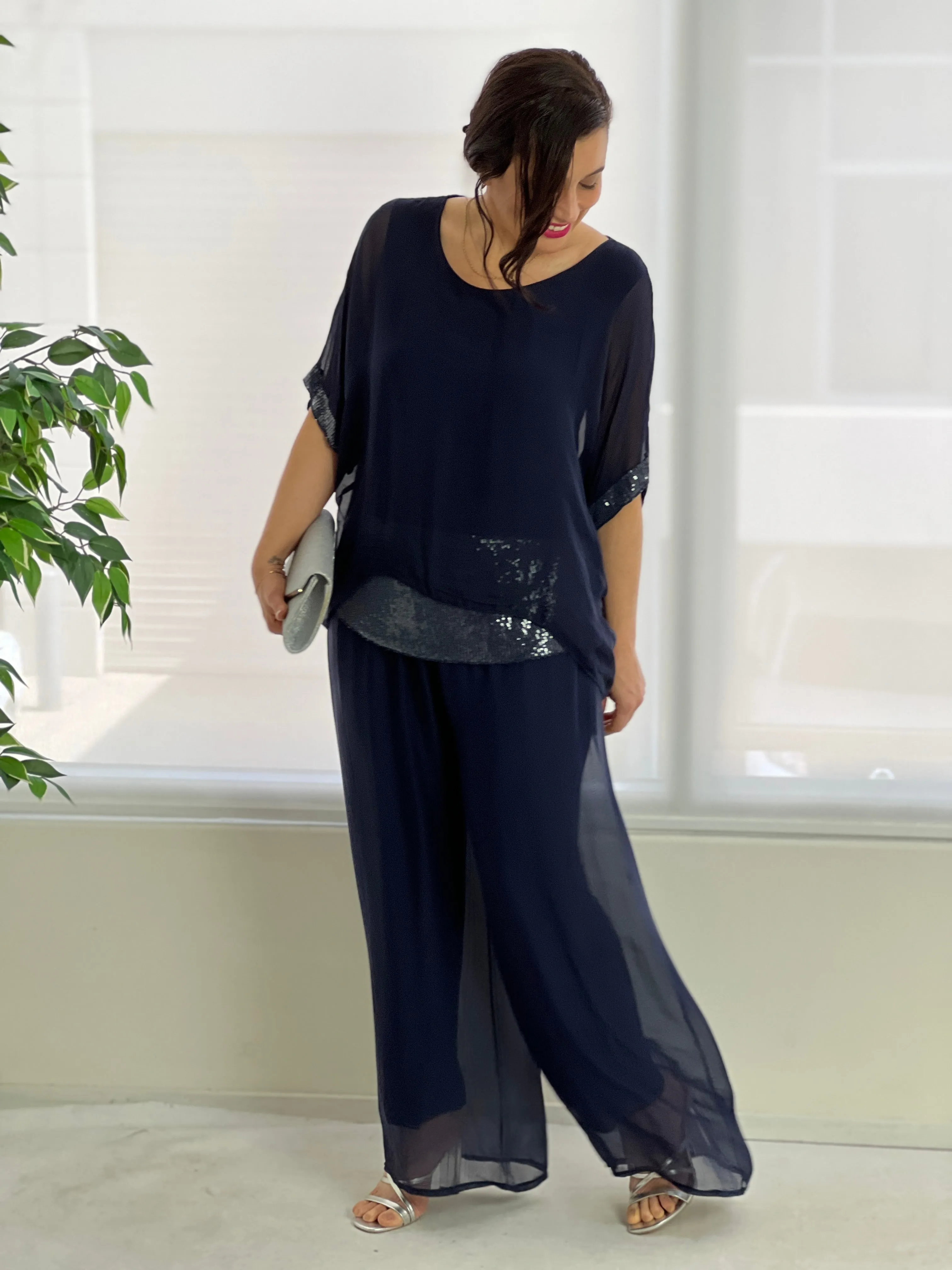 Fort Navy Silk Pants