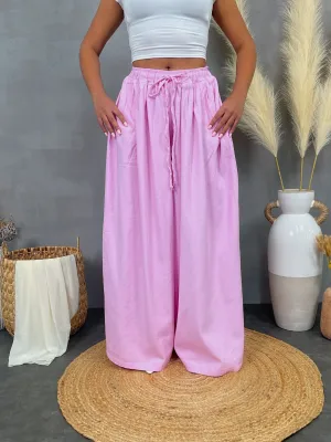 FP497-1P - TWILL WIDE LEG PANTS