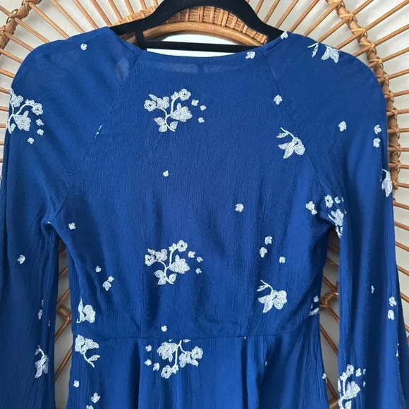 Free People Jasmine Floral Embroidered Long Sleeve Mini Dress Women’s Size 0