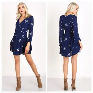 Free People Jasmine Floral Embroidered Long Sleeve Mini Dress Women’s Size 0