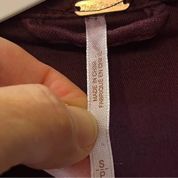 Free People Not Your Brother's Surplus Jacket Cotton Burgundy Sz S