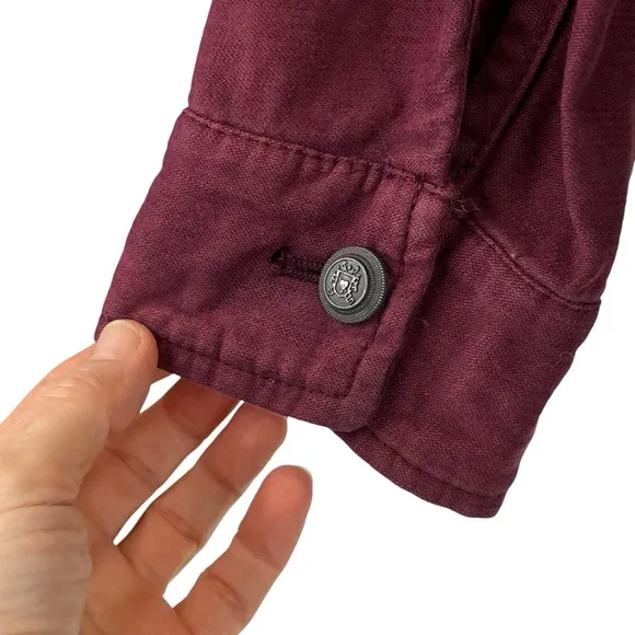 Free People Not Your Brother's Surplus Jacket Cotton Burgundy Sz S