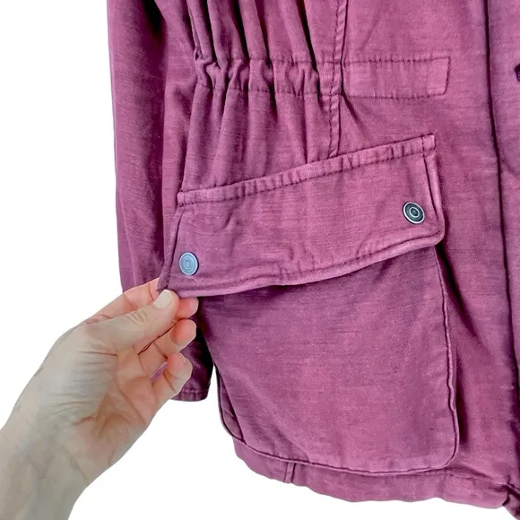 Free People Not Your Brother's Surplus Jacket Cotton Burgundy Sz S