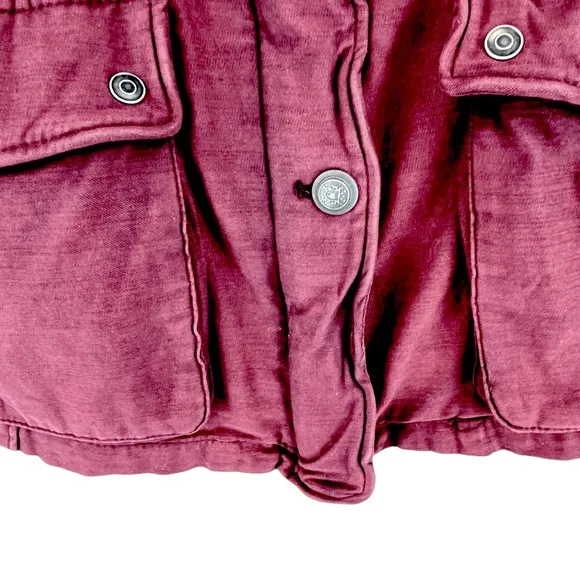 Free People Not Your Brother's Surplus Jacket Cotton Burgundy Sz S