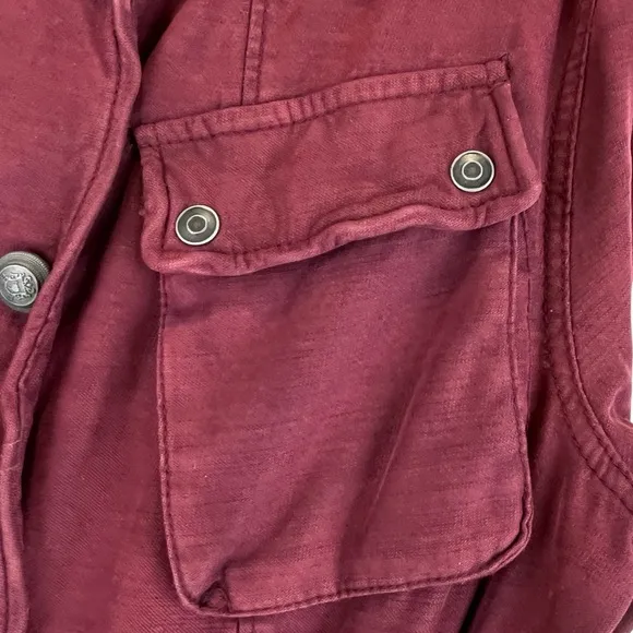 Free People Not Your Brother's Surplus Jacket Cotton Burgundy Sz S