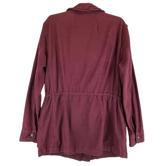 Free People Not Your Brother's Surplus Jacket Cotton Burgundy Sz S