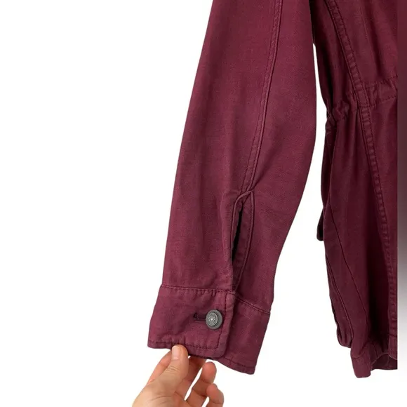 Free People Not Your Brother's Surplus Jacket Cotton Burgundy Sz S