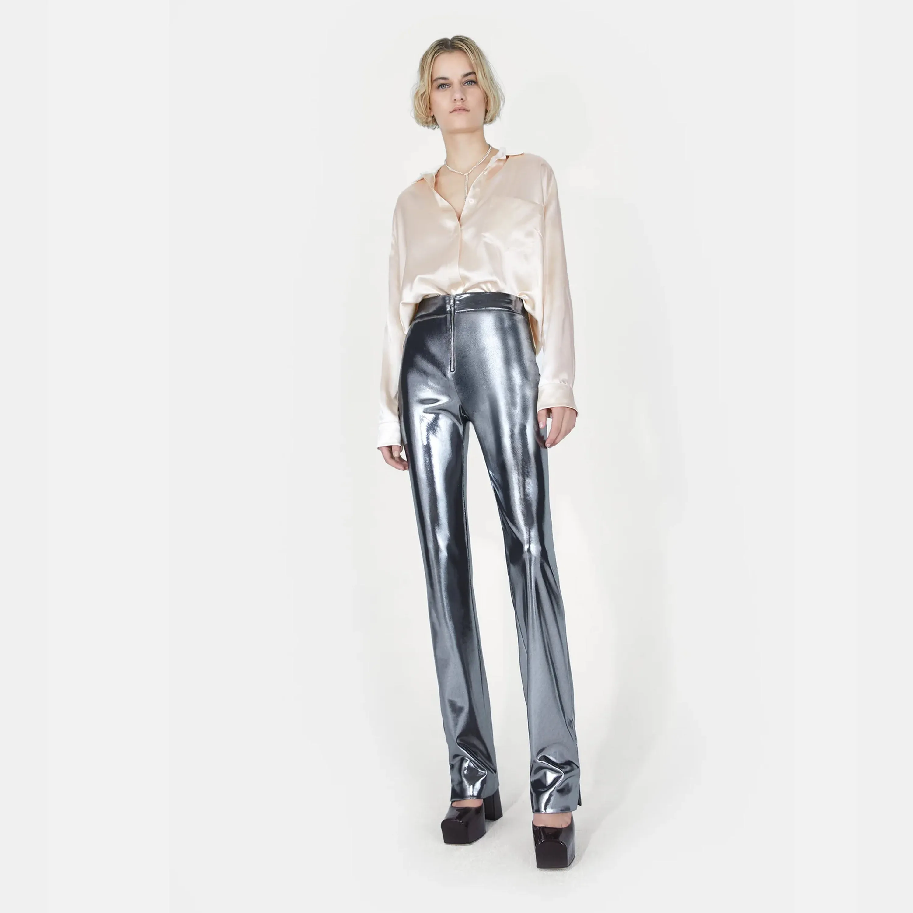 Galvanized High Waisted Trousers