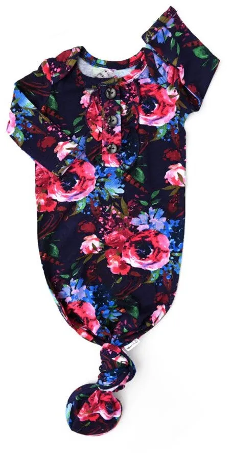 Gigi and Max Gabriella Floral Ruffle Button Gown & Headband Set