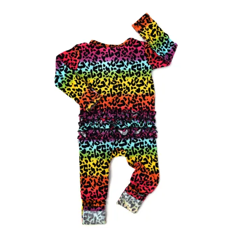 Gigi and Max Lisa Rainbow Leopard Ruffle Zip One Piece
