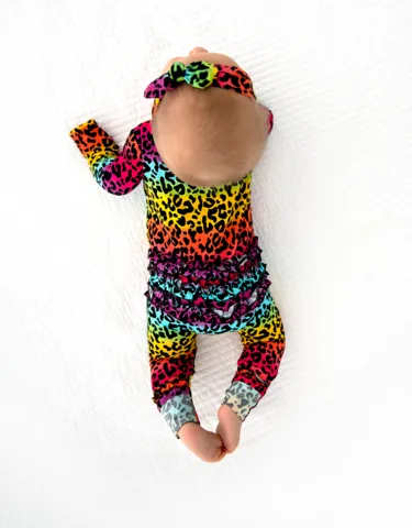 Gigi and Max Lisa Rainbow Leopard Ruffle Zip One Piece