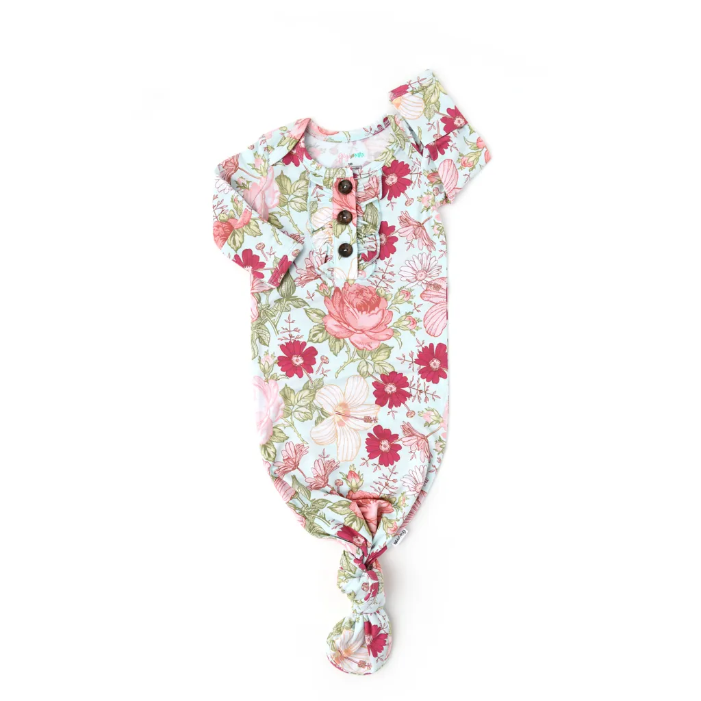 Gigi and Max Sutton Floral Ruffle Button Gown & Headband Set