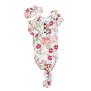 Gigi and Max Sutton Floral Ruffle Button Gown & Headband Set