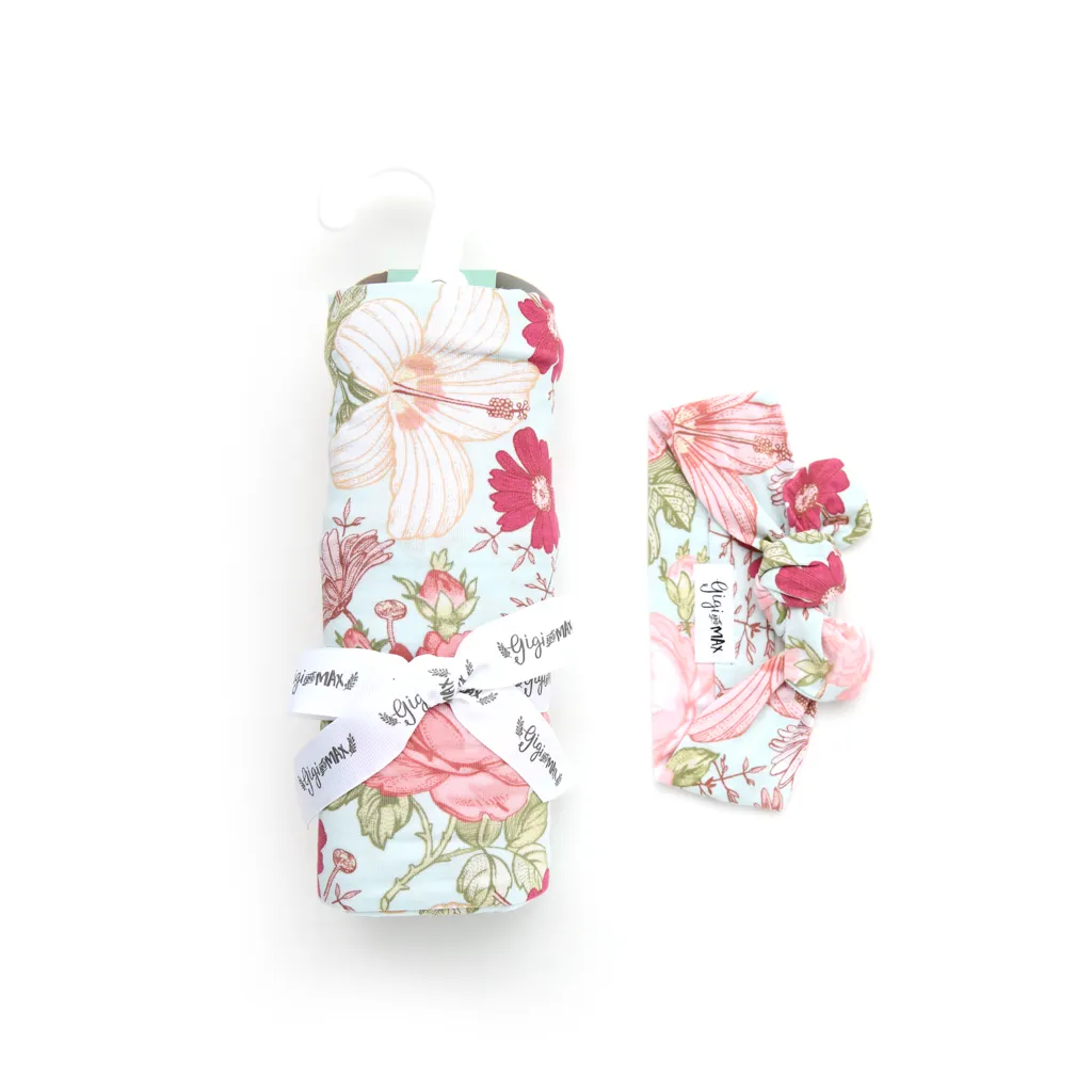 Gigi and Max Sutton Floral Swaddle Blanket & Headband Set