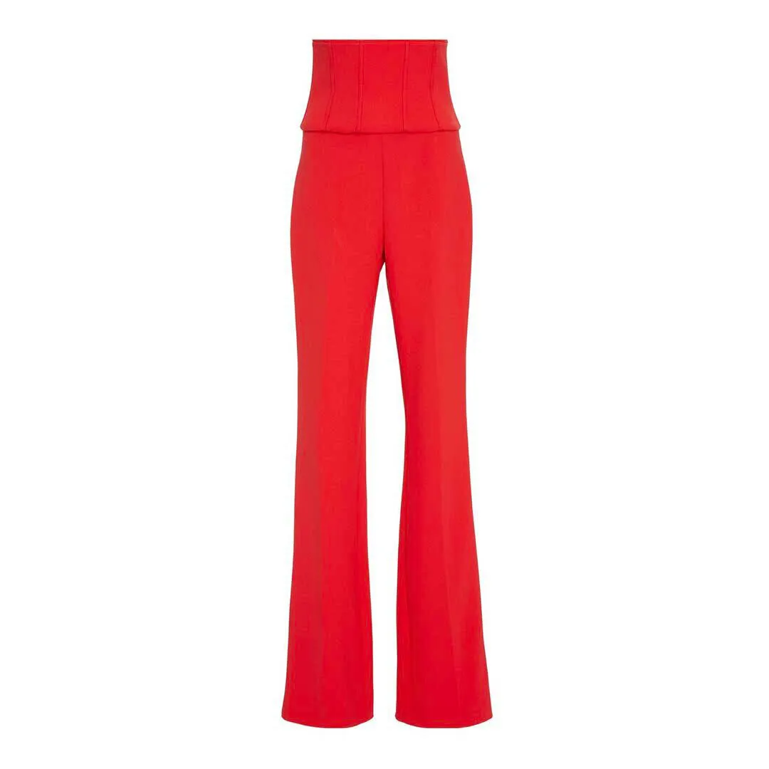 Gigi Crepe Corset Pant - Red