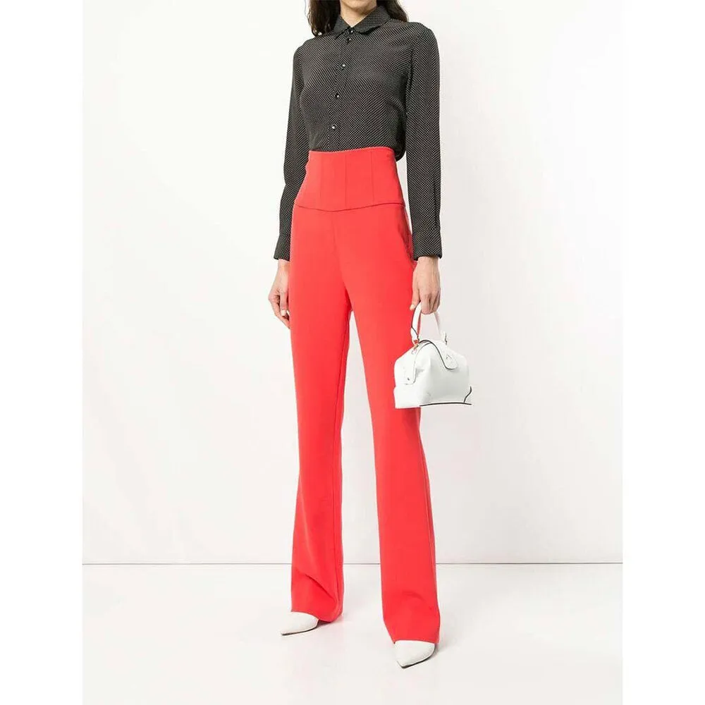 Gigi Crepe Corset Pant - Red