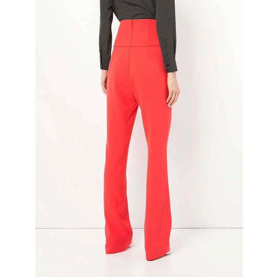 Gigi Crepe Corset Pant - Red