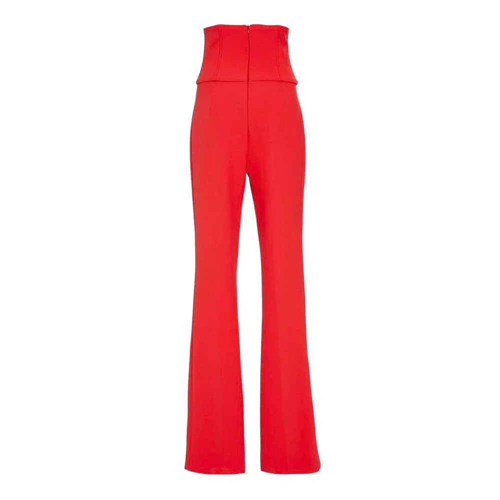 Gigi Crepe Corset Pant - Red