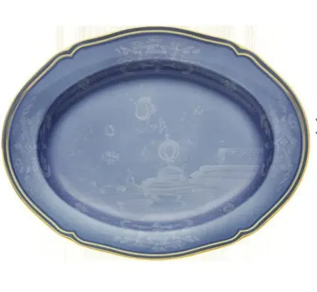 Ginori Oval Flat Platter 15" Oriente Italiano Pervinca