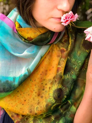 Girasoli Italian Silk Cotton  70 x 180 cm