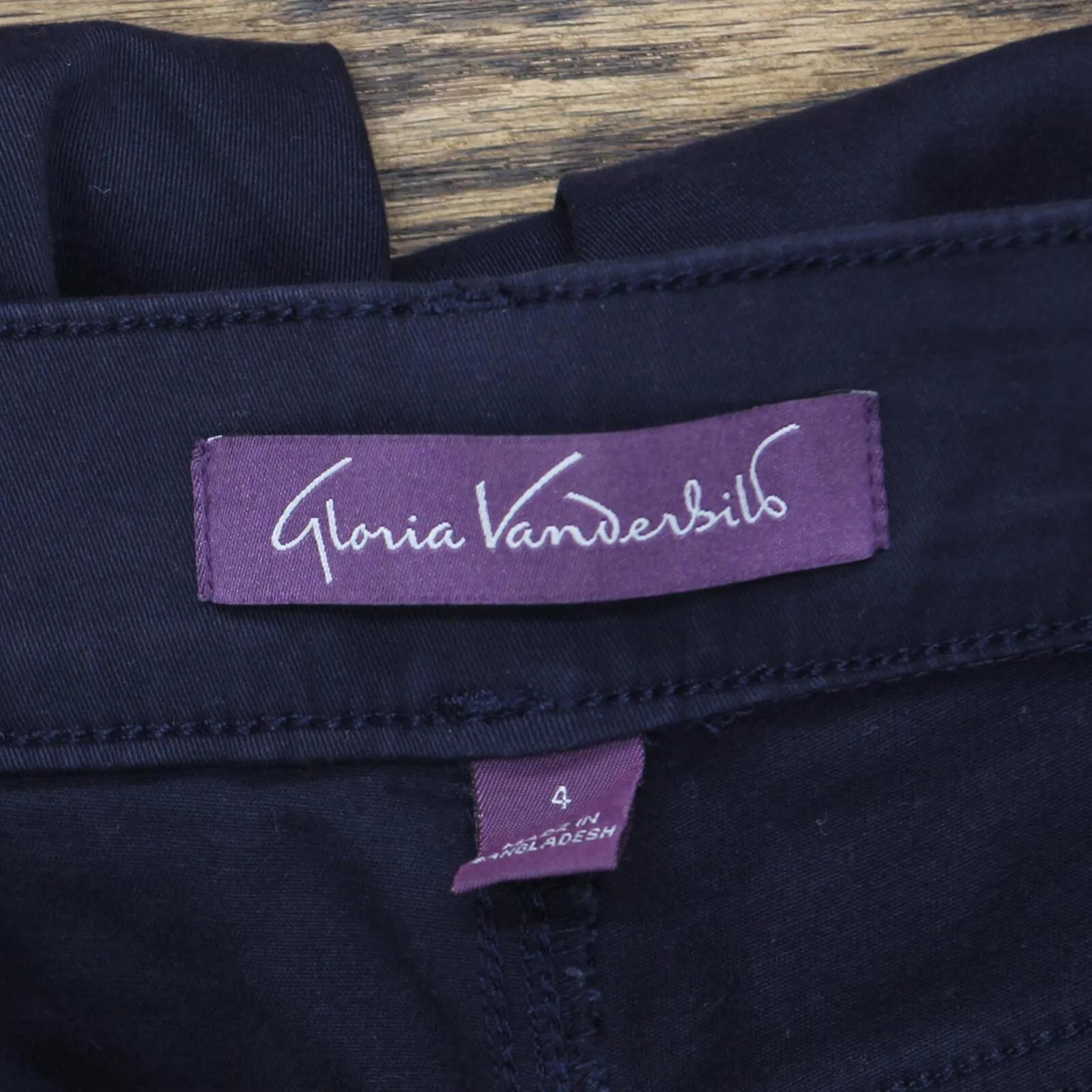 Gloria Vanderbilt Womens Pull On Wide Leg Cropped Pants 1797444 Navy Blue 4