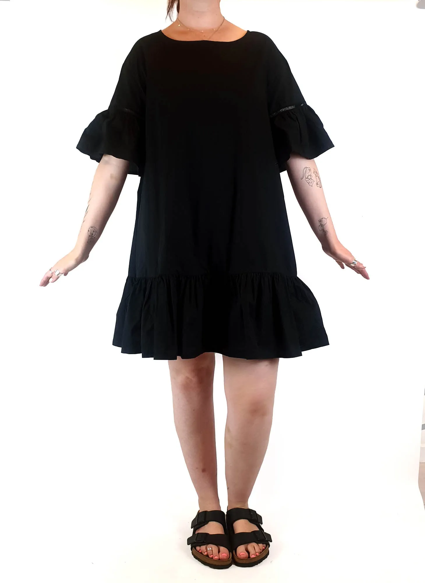 Gorman black cotton bell sleeved dress size 12