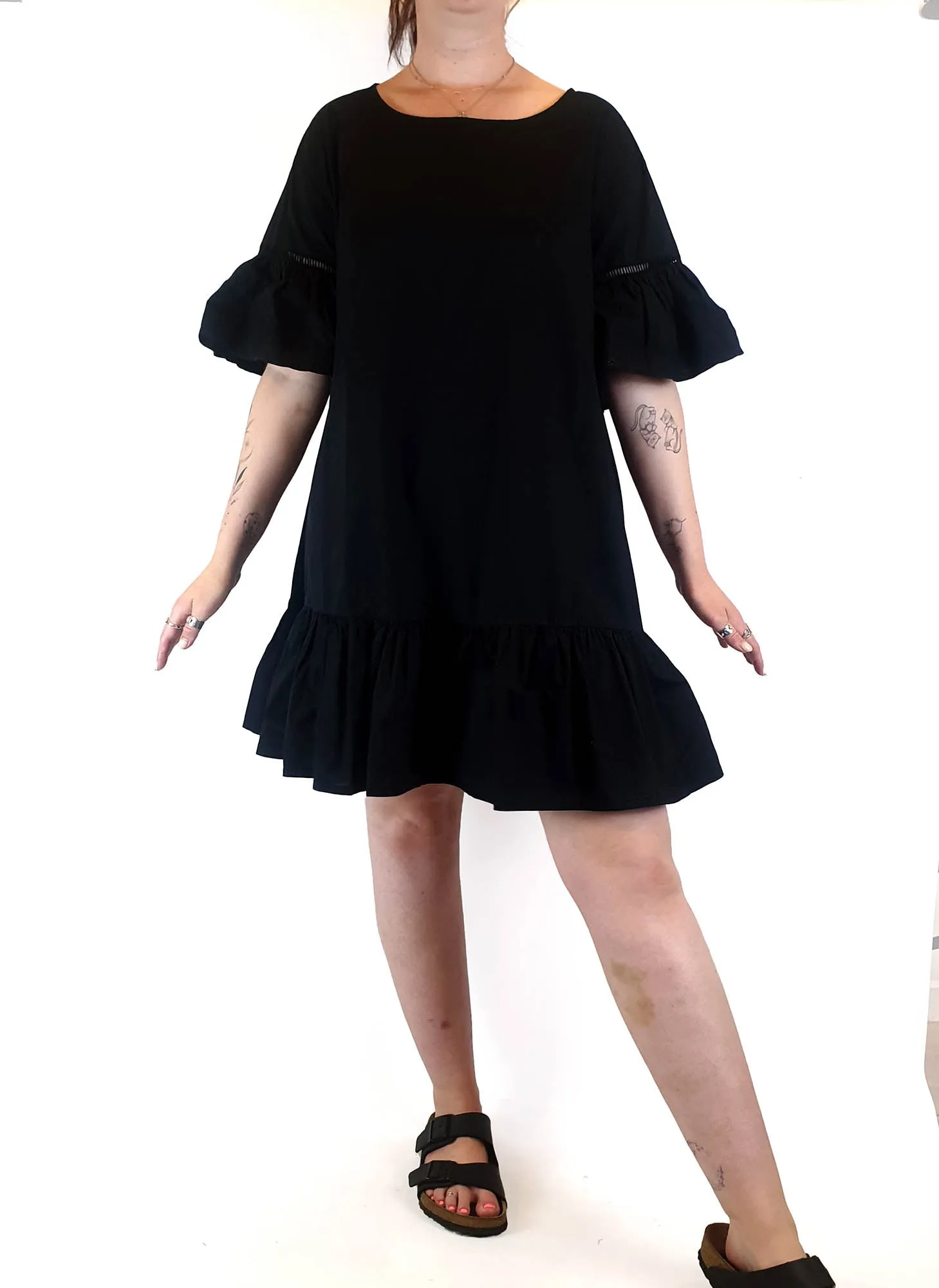 Gorman black cotton bell sleeved dress size 12