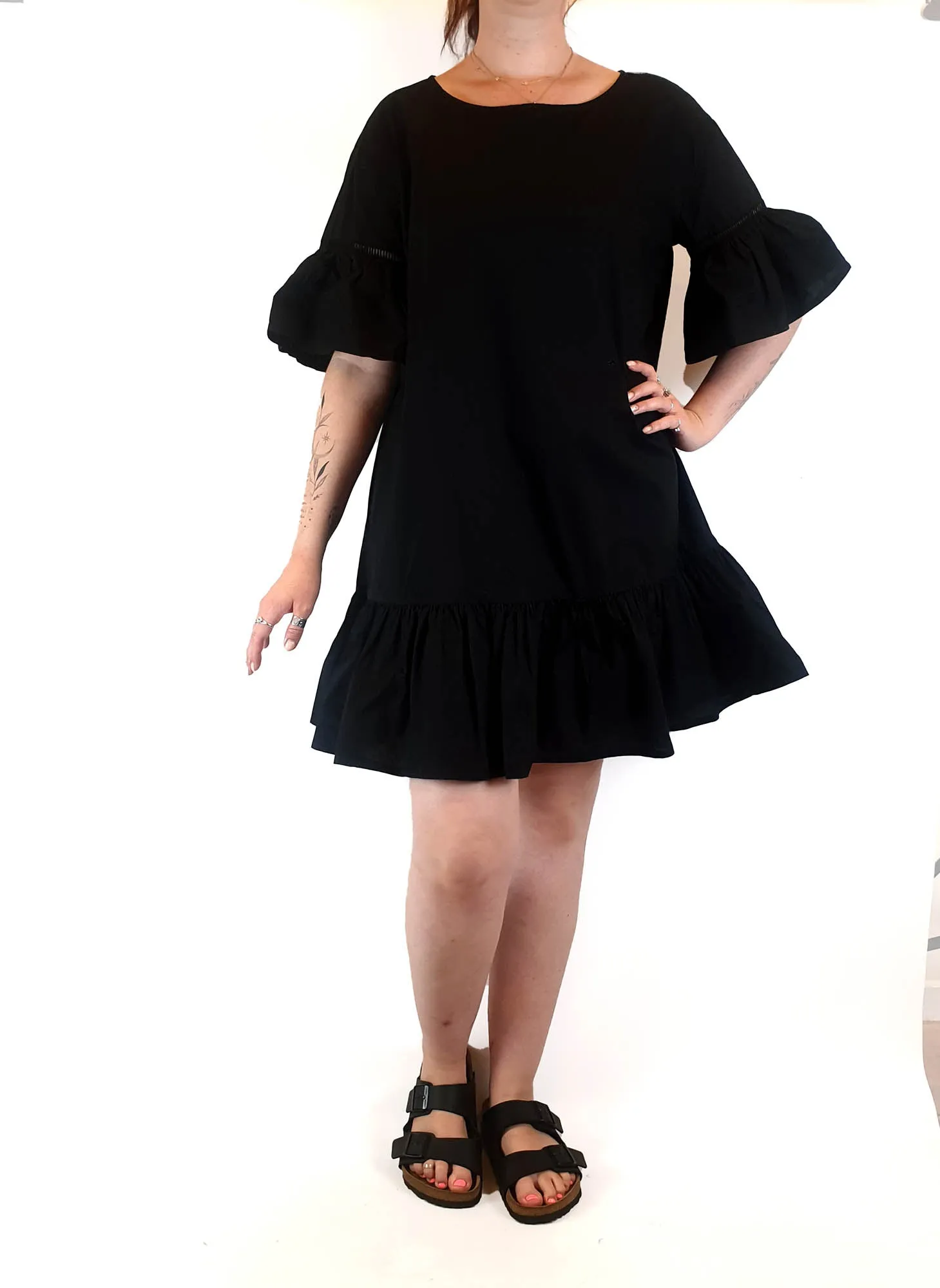 Gorman black cotton bell sleeved dress size 12
