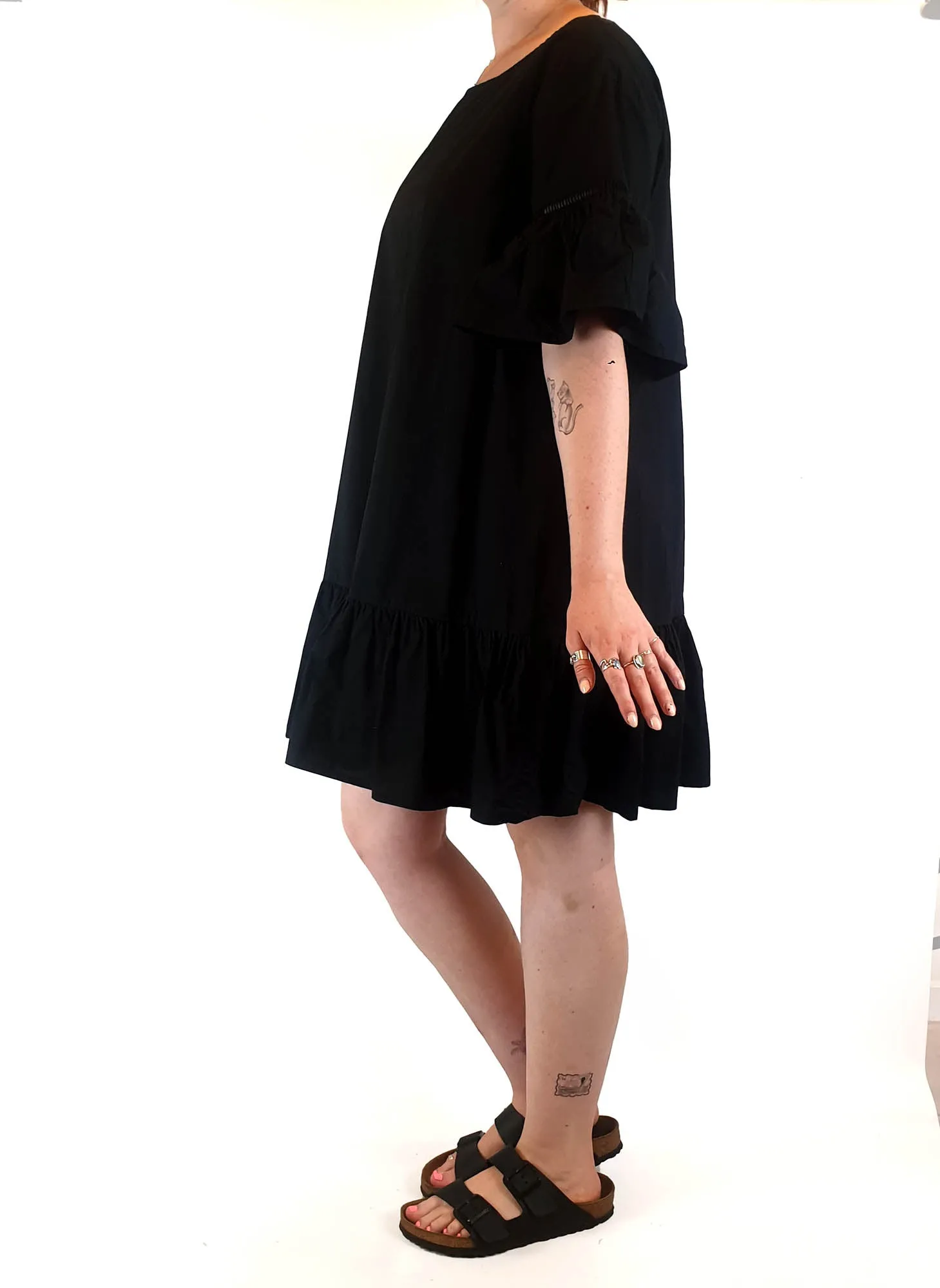 Gorman black cotton bell sleeved dress size 12
